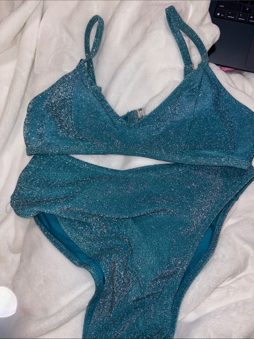 Source Unknown Teal Shimmer Bandeau Set